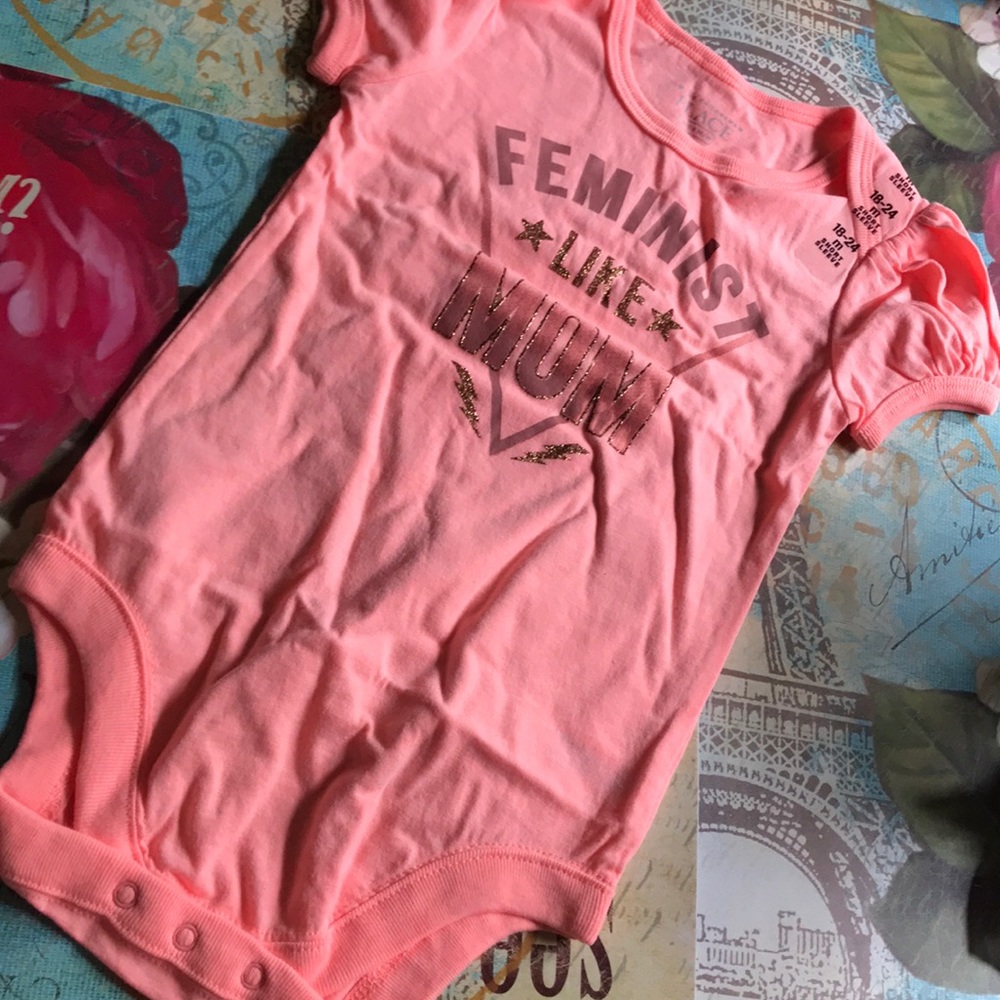 New Toddler Peach Tee -“Feminist Like Mom”